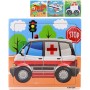 DŘEVO Puzzle dopravní prostředky vkládací na desce 9 dílků 4 druhy