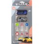 Auto závodní kovové 1:64 set 2ks s dopravními značkami 3 druhy