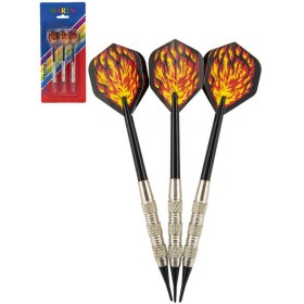Šipky barevné s plamenem plastový hrot 15cm set 3ks na kartě kov/plast