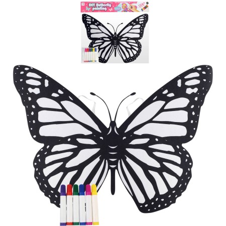 Křídla motýlí na gumičku na záda kreativní set s 6 fixy k vybarvení