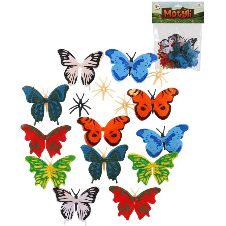 Zvířata motýli 7-8cm plastové figurky zvířátka mix set 12ks v sáčku