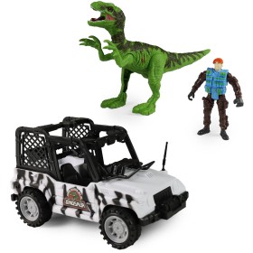 Auto terénní džíp s dinosaurem a figurkou vojáka na baterie Světlo Zvuk