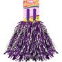 Mávátko party pom pom (pompon) třásně fialovo-stříbrné set 2ks na fandění
