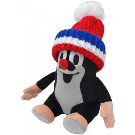 MORAVSKÁ ÚSTŘEDNA Krtek (Krteček) sedící 20cm červený kulich trikolora PLYŠ