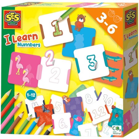 SES CREATIVE Nauč se počítat zvířátka kreativní set s pastelkami