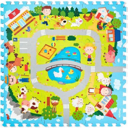 Měkké bloky Vesnice 9ks pěnový koberec baby puzzle podložka na zem