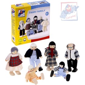 WOODY DŘEVO Panenky do domečku set 6ks farmářská rodinka *DŘEVĚNÉ HRAČKY*
