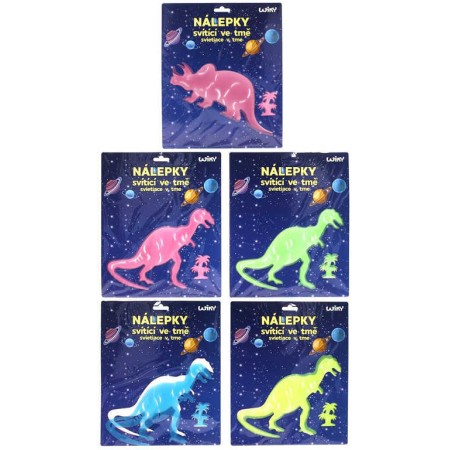 Nálepky barevné na stěnu dinosauři dekorace svítící ve tmě 2 druhy