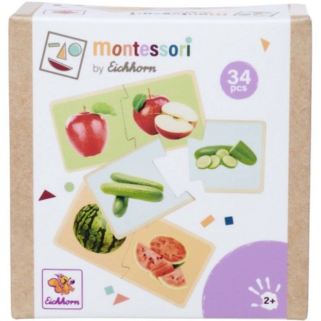 EICHHORN DŘEVO Montessori puzzle baby ovoce a zelenina dvojice