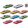 Auta sportovní kovová set 10ks různé druhy volný chod na kartě
