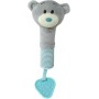 PLYŠ Baby pískací chrastítko s kousátkem Medvídek šedý pro miminko