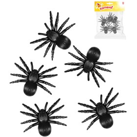 Pavouk černý 11cm zvířátko set 5ks Halloween dekorace