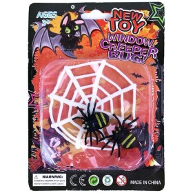 Dekorace pavučina s pavouky Halloween na kartě