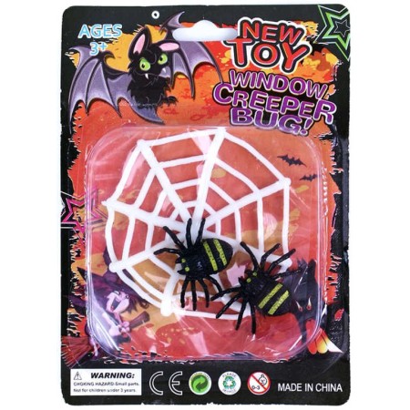 Dekorace pavučina s pavouky Halloween na kartě