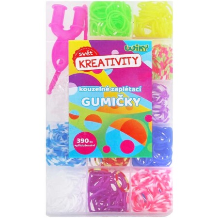 UDĚLEJ SI NÁRAMEK Gumičky LOOM BANDS 390ks set s doplňky v boxu