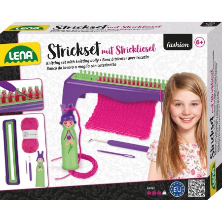 LENA Pletací stav kreativní dětský set s vlnou a nástroji 42679