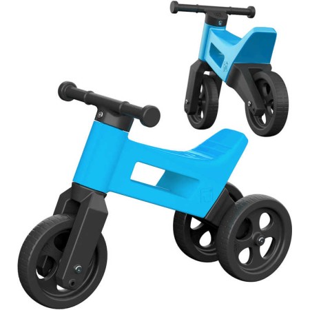 Odrážedlo Funny Wheels 2v1 dětské odstrkovadlo tříkolka / 2 kola MODRÉ plast