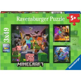 RAVENSBURGER Puzzle 3x49 dílků Minecraft Biomes 21x21cm skládačka 3v1
