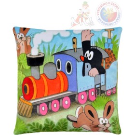 MORAVSKÁ ÚSTŘEDNA Polštář 25x25cm Krtek (Krteček) mašinka