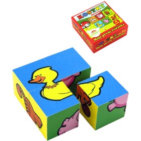DŘEVO Baby kostky obrázkové set 4ks kubus zvířátka *DŘEVĚNÉ HRAČKY*