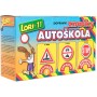LORI 011 Autoškola set autíčko + dopravní značky 16ks s kužely 2ks 3 druhy 11