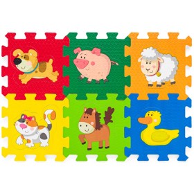 Měkké bloky Zvířátka 6ks pěnový koberec baby vkládací puzzle podložka na zem Zvířátka na farmě