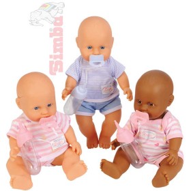 SIMBA Panenka MIMINKO 30cm pije a čůrá 3 druhy set s lahvičkou a dudlíkem