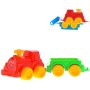 Baby vláček barevný set lokomotiva + vagón s obličejem 2 barvy plast