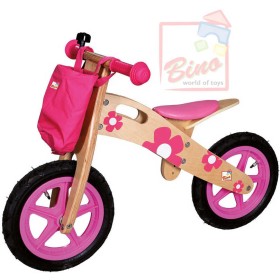 BINO DŘEVO Odrážedlo růžové květinové odstrkovadlo *DŘEVĚNÉ HRAČKY*