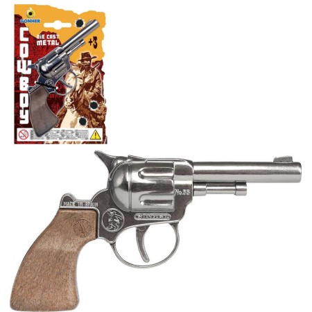 Revolver dětský kovbojský 14cm kovový kolt stříbrný