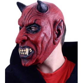 KARNEVAL Maska celoobličejová čert s ušima latex KARNEVALOVÝ DOPLNĚK