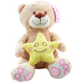 PLYŠ Medvídek s hvězdičkou 23cm růžová čepička *PLYŠOVÉ HRAČKY*