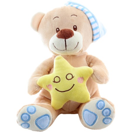 PLYŠ Medvídek s hvězdičkou 23cm modrá čepička *PLYŠOVÉ HRAČKY*