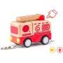 WOODY DŘEVO Auto baby hasiči na setrvačník na baterie Světlo Zvuk