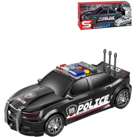 Auto policejní 25cm černé sportovní na baterie Světlo Zvuk plast