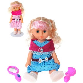 Panenka puntíkované šatičky česací set s hřebenem a zrcátkem 2 barvy