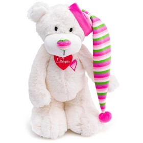 LUMPIN PLYŠ Medvídek Theo 35cm bílý s čepičkou *PLYŠOVÉ HRAČKY*