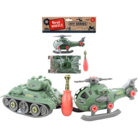 Tank a helikoptéra šroubovací montážní herní set s nástrojem plast