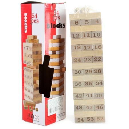 DŘEVO Hra Věž Jenga s čísly natur 54 dílků *SPOLEČENSKÉ HRY*