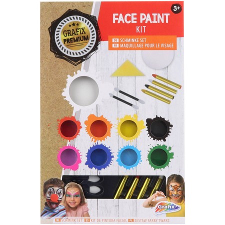 GRAFIX Obličejové barvy dětské premium set 9ks s doplňky