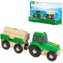 BRIO DŘEVO Set traktor s přívěsem a nákladem dřeva doplněk k vláčkodráze