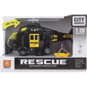 Helikoptéra pátrací černá 1:20 vrtulník s nosítky  na baterie Světlo Zvuk