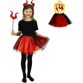 KARNEVAL Šaty Čertice tutu sukýnka s doplňky 3-7 let (104-146cm) *KOSTÝM*