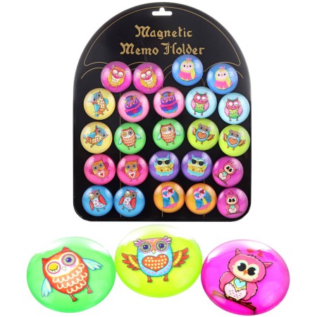 Magnetky dětské kulaté sovičky samostatné 4cm různé druhy