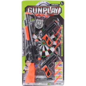 Zbraně dětské velká puška + 2 pistole set s terčem a náboji plast