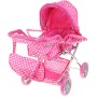 Kočárek pro panenku miminko růžový hluboký s taškou 3v1 puntíky