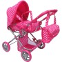 Kočárek pro panenku miminko růžový hluboký s taškou 3v1 puntíky