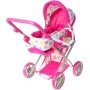 Kočárek pro panenku miminko růžovo-bílý hluboký 2v1 puntíky