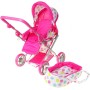Kočárek pro panenku miminko růžovo-bílý hluboký 2v1 puntíky
