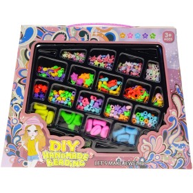 Korálky navlékací s přívěsky a gumičkami kreativní set výroba dětské bižuterie